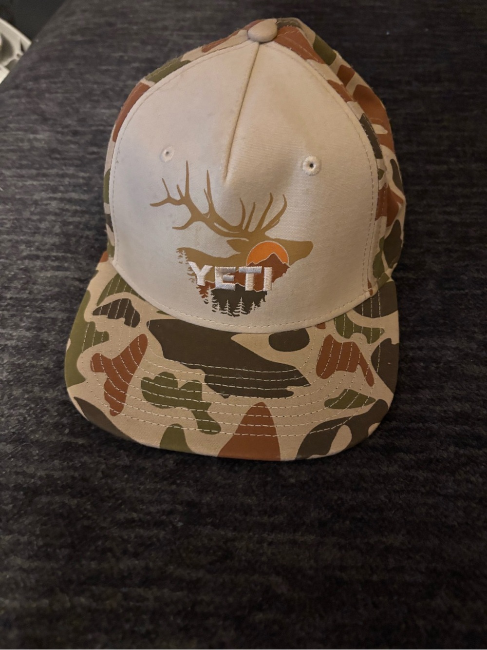 YETI Beige Front Camo Trucker Hat with Logo